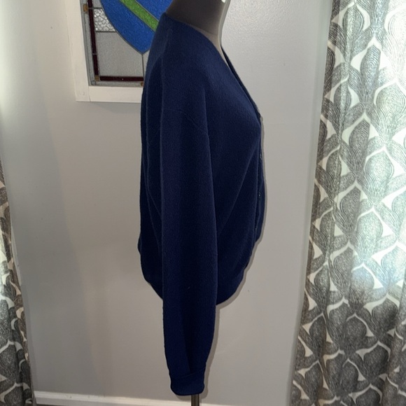 Lacoste Vintage 1970’s Navy Blue Orlon Acrylic Cardigan SZ Large - Picture 6 of 9